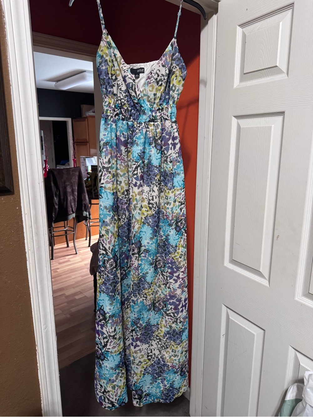 a.n.a Blue Floral Print Spaghetti Strap Maxi Dress